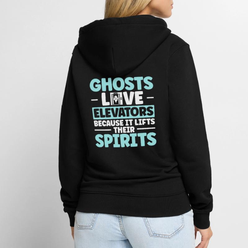 Ghosts Love Elevators Elevator Elevator Technician Unisex Premium Organic Zip Hoodie