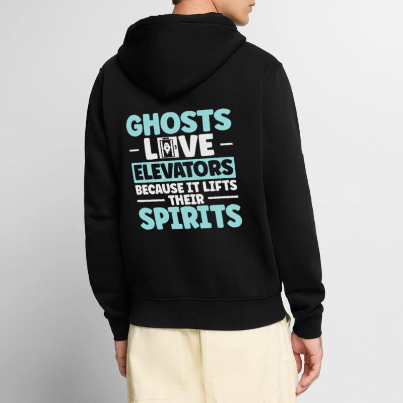 Ghosts Love Elevators Elevator Elevator Technician Unisex Premium Organic Zip Hoodie