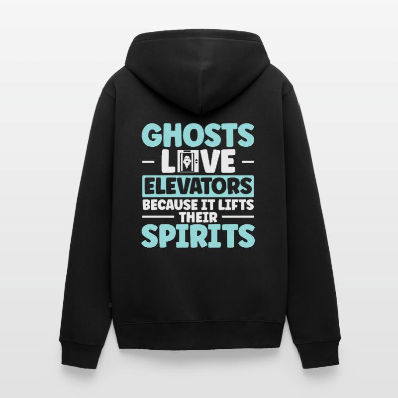 Ghosts Love Elevators Elevator Elevator Technician Unisex Premium Organic Zip Hoodie