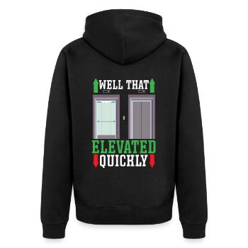 Well That Elevated Quickly Elevator Mechanic - Unisex Premium Organic Zip Hoodie - black - Back - Nico (187cm)