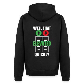 Well That Elevated Quickly Elevator Mechanic - Unisex Premium Organic Zip Hoodie - black - Back - Nico (187cm)