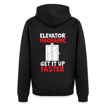 Elevator Mechanic Get It Up Faster Elevator Repair - Unisex Premium Organic Zip Hoodie - black - Back - Nico (187cm)
