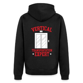 Vertikaler Transportexperte Aufzugsmechaniker - Unisex Premium Bio Zip Hoodie - Schwarz - Hinten - Nico (187cm)