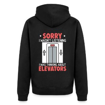 Ich dachte an Aufzüge Aufzugsmechaniker - Unisex Premium Bio Zip Hoodie - Schwarz - Hinten - Nico (187cm)