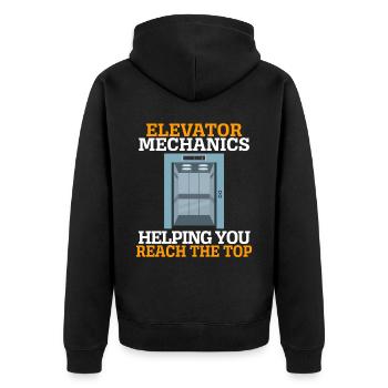 Aufzugsmechaniker, die Ihnen helfen, die Spitze zu erreichen - Unisex Premium Bio Zip Hoodie - Schwarz - Hinten - Nico (187cm)