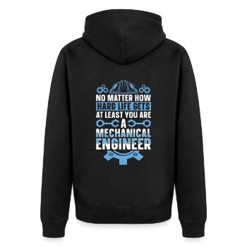 Mechanical Engineering No Matter How Hard Engineer - Unisex Premium Bio Zip Hoodie - Schwarz - Hinten - Nico (187cm)