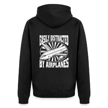 Flugzeug Mechaniker Witzig - Unisex Premium Bio Zip Hoodie - Schwarz - Hinten - Nico (187cm)