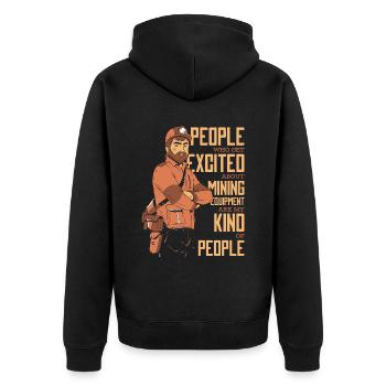 Ingenieur Lustig Bergbauingenieur - Unisex Premium Bio Zip Hoodie - Schwarz - Hinten - Nico (187cm)