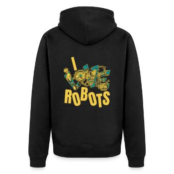 Robotique Ai Robot Drôle J’aime les robots - Veste à capuche bio Premium Unisexe - noir - Dos - Nico (187cm)