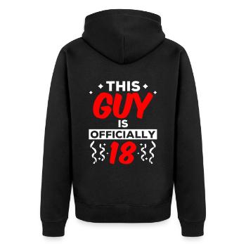 Dieser Typ Ist Offiziell 18 Achtzehn Geburtstag - Unisex Premium Bio Zip Hoodie - Schwarz - Hinten - Nico (187cm)