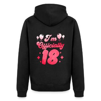 J’ai officiellement 18 dix-huit ans fête mon anniversaire - Veste à capuche bio Premium Unisexe - noir - Dos - Nico (187cm)