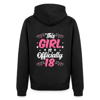 Cette fille a officiellement 18 ans célébration dix-huit - Veste à capuche bio Premium Unisexe - noir - Dos - Nico (187cm)