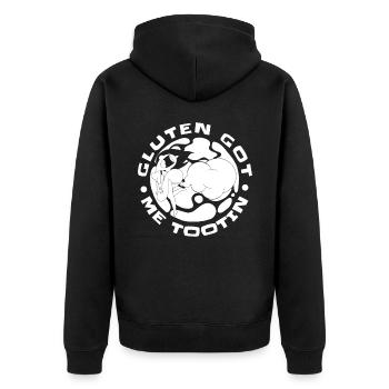 Gluten-free humor - Unisex Premium Organic Zip Hoodie - black - Back - Nico (187cm)