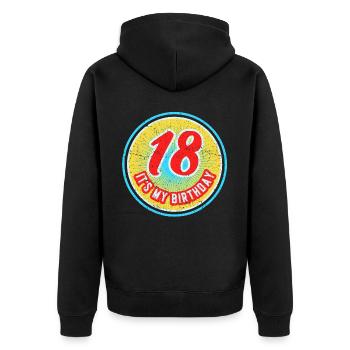 18 C’est mon anniversaire garçon d’anniversaire dix-huit ans - Veste à capuche bio Premium Unisexe - noir - Dos - Nico (187cm)