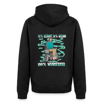 Rollstuhl Rollstuhlfahrer Perfekt - Unisex Premium Bio Zip Hoodie - Schwarz - Hinten - Nico (187cm)