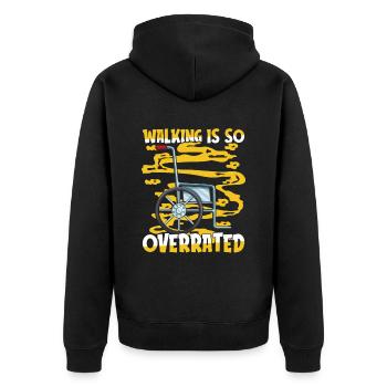 Rollstuhl Rollstuhlfahrer Fun - Unisex Premium Bio Zip Hoodie - Schwarz - Hinten - Nico (187cm)