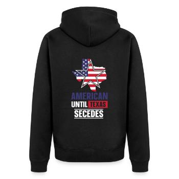 Amerikaner Bis Zur Abspaltung Von Texas Texaner - Unisex Premium Bio Zip Hoodie - Schwarz - Hinten - Nico (187cm)