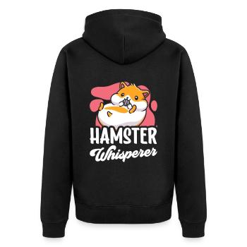 Hamster Flüsterer Süß Besitzer Haustier - Unisex Premium Bio Zip Hoodie - Schwarz - Hinten - Nico (187cm)