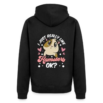J’aime les hamsters juste très animal de compagnie mignon propriétaire - Veste à capuche bio Premium Unisexe - noir - Dos - Nico (187cm)