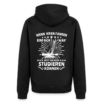 Kranfahrer Kranführer Kran Fahren - Unisex Premium Bio Zip Hoodie - Schwarz - Hinten - Nico (187cm)