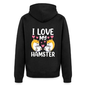 I love my hamster cute pet owner - Unisex Premium Organic Zip Hoodie - black - Back - Nico (187cm)