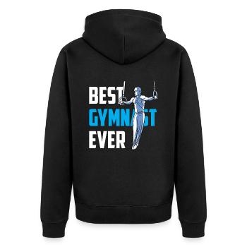 Bester Turner Aller Zeiten Gymnast Gymnastik - Unisex Premium Bio Zip Hoodie - Schwarz - Hinten - Nico (187cm)