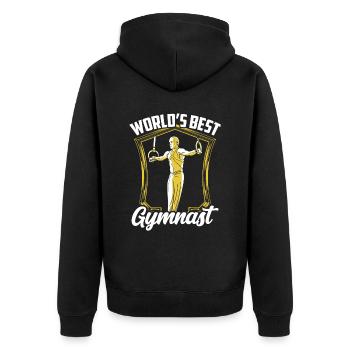 Der Beste Turner Der Welt Gymnast Gymnastik - Unisex Premium Bio Zip Hoodie - Schwarz - Hinten - Nico (187cm)