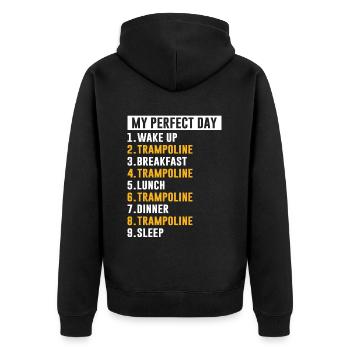 Trampolin - Unisex Premium Bio Zip Hoodie - Schwarz - Hinten - Nico (187cm)