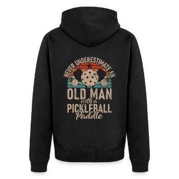 Pickleball masculin Sports Funny Pickleball Design - Veste à capuche bio Premium Unisexe - noir - Dos - Nico (187cm)