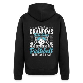 Pickleball masculin Sports Funny Pickleball Design - Veste à capuche bio Premium Unisexe - noir - Dos - Nico (187cm)