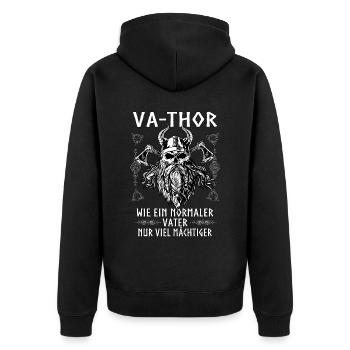 Herren Vathor - Vatertag Vatertagsgeschenk Viking - Unisex Premium Bio Zip Hoodie - Schwarz - Hinten - Nico (187cm)