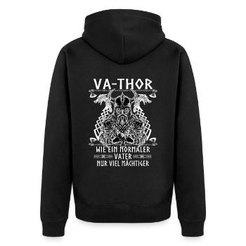 Vathor pour hommes - Fête des pères Cadeau de la fête des pères Viking - Veste à capuche bio Premium Unisexe - noir - Dos - Nico (187cm)