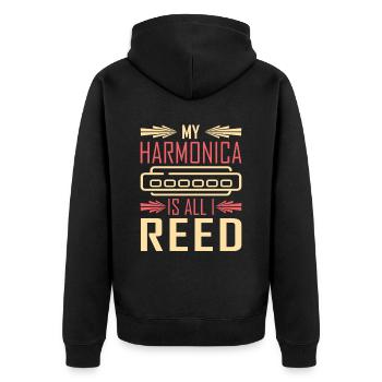 Mundharmonika My Harmonica Is All I Reed - Unisex Premium Bio Zip Hoodie - Schwarz - Hinten - Nico (187cm)