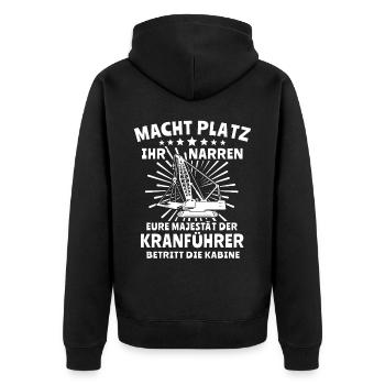 Kranführer Kran Kranfahrer - Unisex Premium Bio Zip Hoodie - Schwarz - Hinten - Nico (187cm)