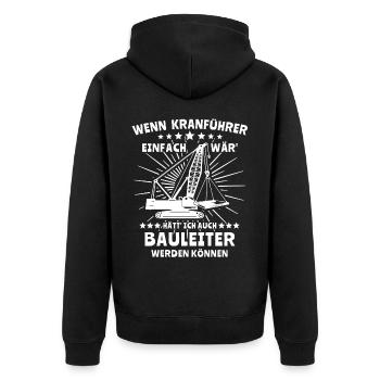 Kranführer Kran Kranfahrer - Unisex Premium Bio Zip Hoodie - Schwarz - Hinten - Nico (187cm)