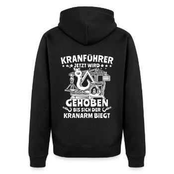 Kranführer Kran Kranfahrer - Unisex Premium Bio Zip Hoodie - Schwarz - Hinten - Nico (187cm)