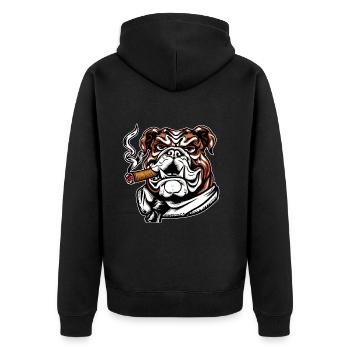 Colorbulls Conti Bulldoggen Continental Bulldogs - Unisex Premium Bio Zip Hoodie - Schwarz - Hinten - Nico (187cm)