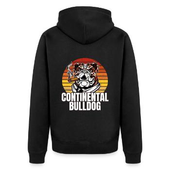 Colorbulls Conti Bulldoggen Continental Bulldogs - Unisex Premium Bio Zip Hoodie - Schwarz - Hinten - Nico (187cm)