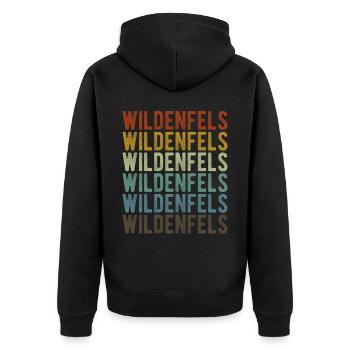 Wildenfels Stadt Retro Vintage - Unisex Premium Bio Zip Hoodie - Schwarz - Hinten - Nico (187cm)