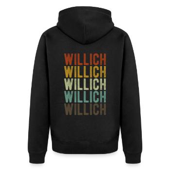 Willich Stadt Retro Vintage - Unisex Premium Bio Zip Hoodie - Schwarz - Hinten - Nico (187cm)