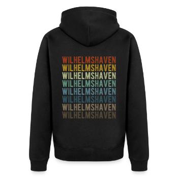 Wilhelmshaven City Rétro Vintage - Veste à capuche bio Premium Unisexe - noir - Dos - Nico (187cm)