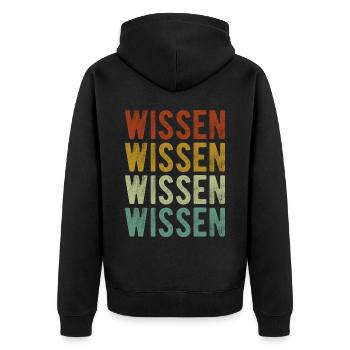 Knowledge City Retro Vintage - Unisex Premium Organic Zip Hoodie - black - Back - Nico (187cm)