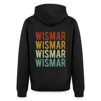 Wismar City Retro Vintage - Unisex Premium Organic Zip Hoodie - black - Back - Nico (187cm)