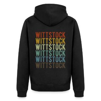 Wittstock Stadt Retro Vintage - Unisex Premium Bio Zip Hoodie - Schwarz - Hinten - Nico (187cm)