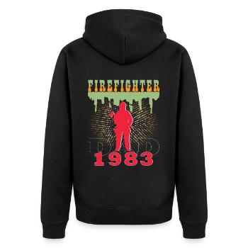 1983 Jahrgang feuerwehrmann Vater Geburtstag - Unisex Premium Bio Zip Hoodie - Schwarz - Hinten - Nico (187cm)