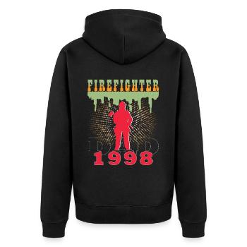 1998 Jahrgang feuerwehrmann Vater Geburtstag - Unisex Premium Bio Zip Hoodie - Schwarz - Hinten - Nico (187cm)