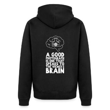 Inspiring and clever photographer saying - Unisex Premium Organic Zip Hoodie - black - Back - Nico (187cm)