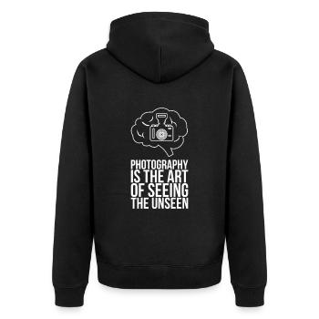 Inspiring and clever photographer saying - Unisex Premium Organic Zip Hoodie - black - Back - Nico (187cm)