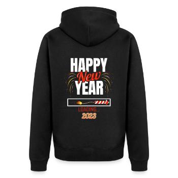 Happy New Year 2023 Loading New Year's Eve - Unisex Premium Organic Zip Hoodie - black - Back - Nico (187cm)