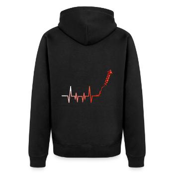 Heartbeat Firework Rocket - Unisex Premium Bio Zip Hoodie - Schwarz - Hinten - Nico (187cm)
